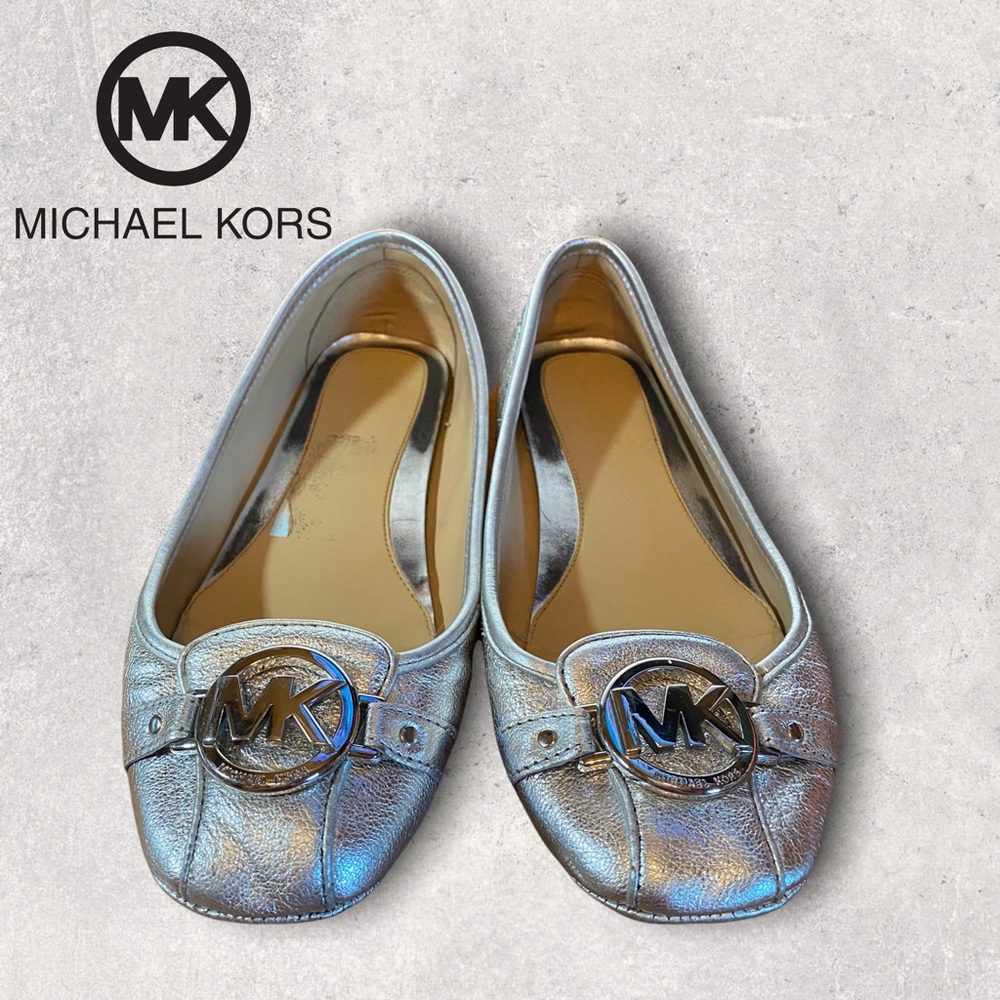 Michael Kors Silver Leather Ballet Flats 7.5